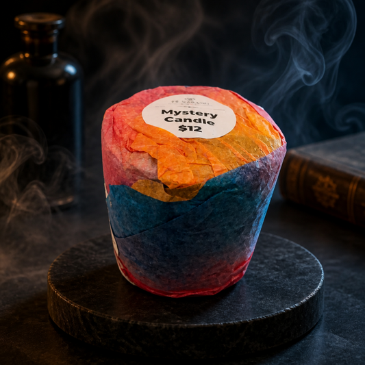 Candle wrapped in colorful paper